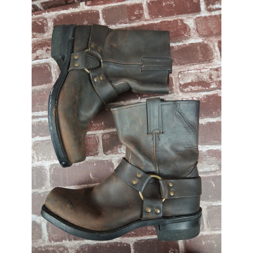 Frye 9.5M Mens 87400 Half Calf Motorcycle Boots Brown Harness Vintage